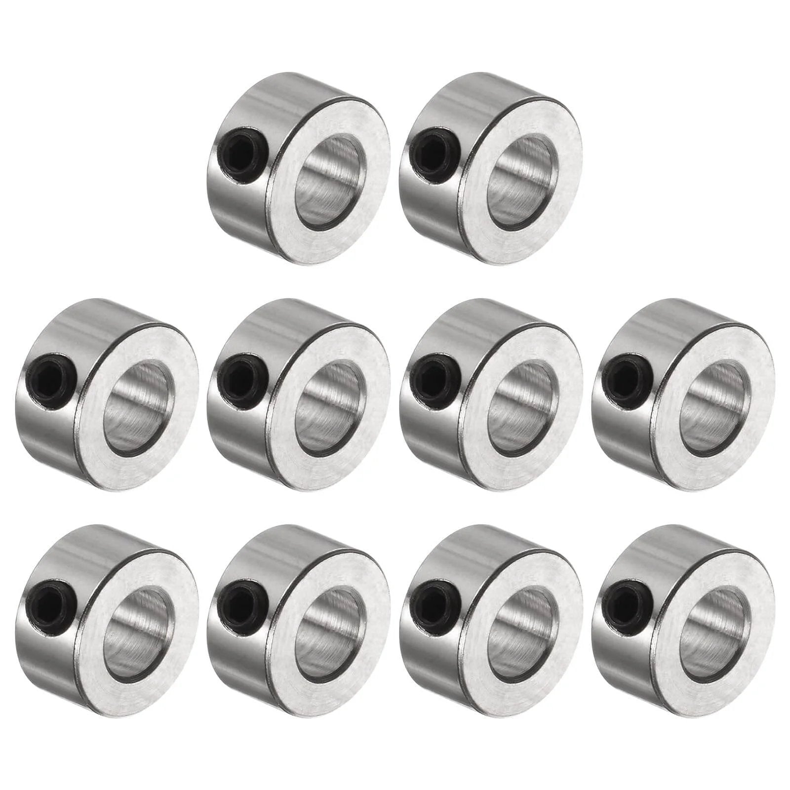 10pcs Set Screw Collars 5.05mm Bore Shaft Collars, 10mm OD, nickel-plated, with set screws for precise gear positioning