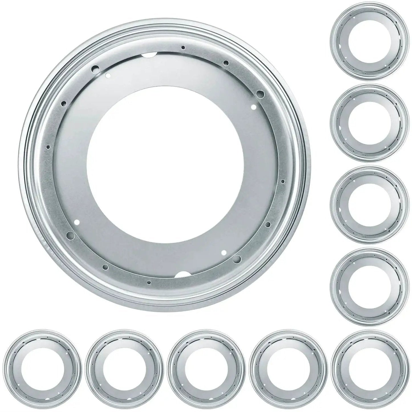 Nine Pack 12 Inch Lazy Susan Turntable Bearing Plate Heavy Duty 1000 Pounds Load Capacity Galvanized Steel for Kitchen Storage