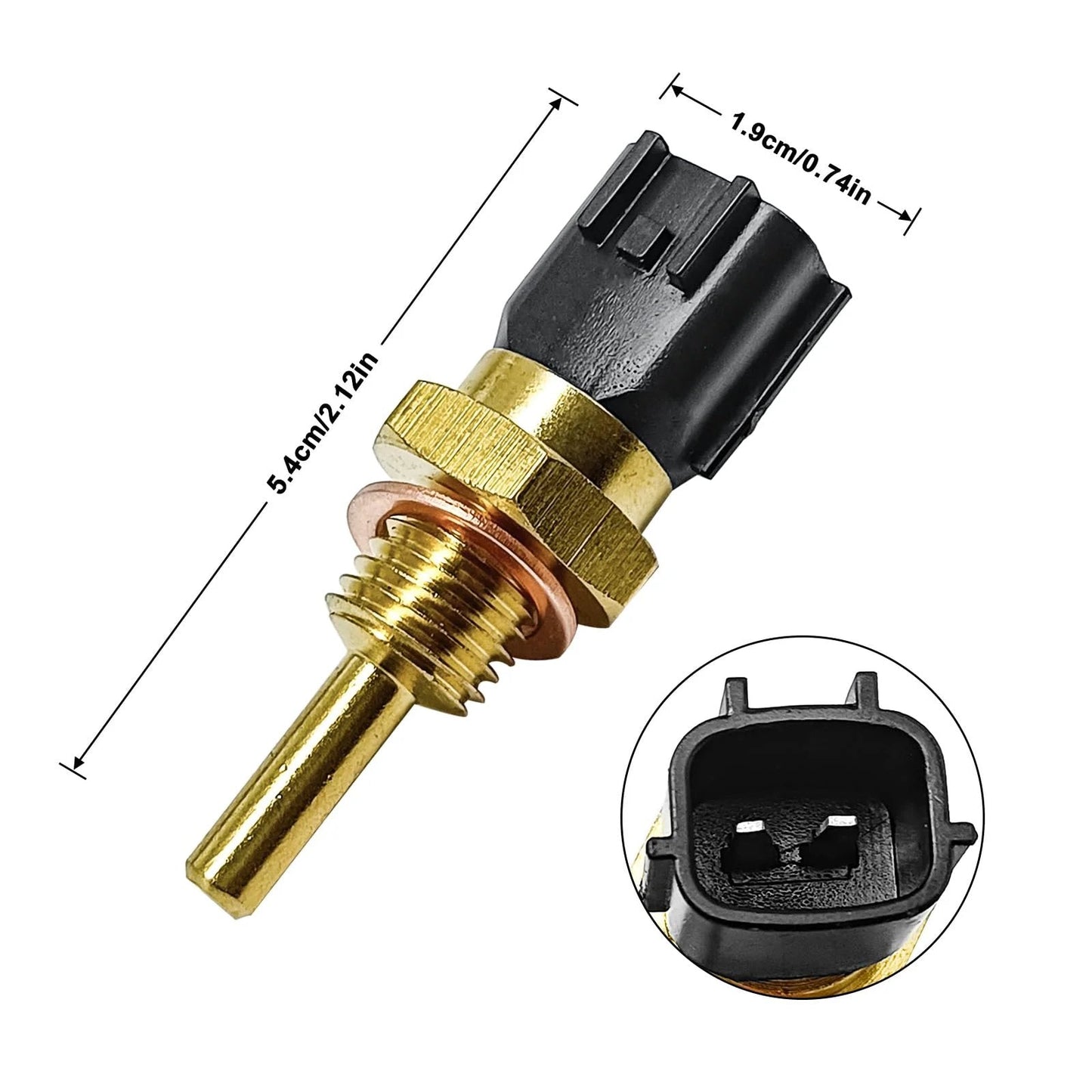 Premium Coolant Temperature Sensor Compatible With Nissan And Infiniti Vehicles From SYudwen; close-up view showing dimensions and features.