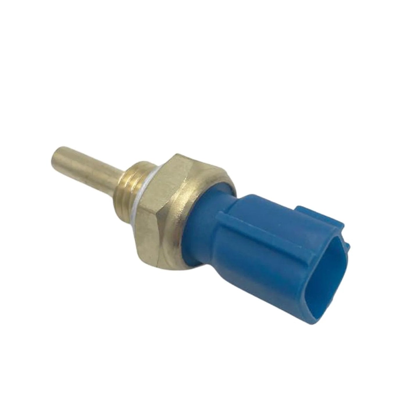 Drop In Engine Coolant Temperature Sensor Compatible With Nissan Altima Frontier Juke Kicks Maxima Murano Pathfinder Rogue Sentra Titan Infiniti JX35 QX60 Replaces 22630 JA10A 2CTS0057 Direct Fit Easy Install For 07 24 Models And More close-up view of sensor with a blue connector and metal housing.