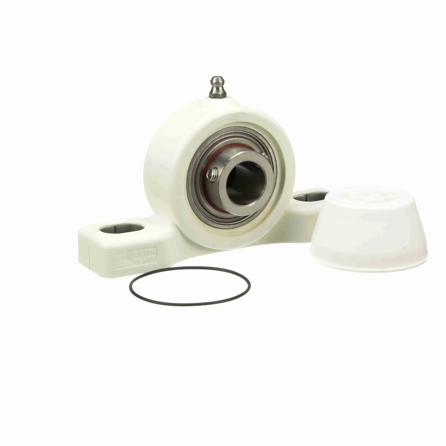 System Plast UCP206-30M-SS-NC-CEC Mounted Nolu-Clean Two Bolt Pillow Block Ball Bearing Stainless Steel front view
