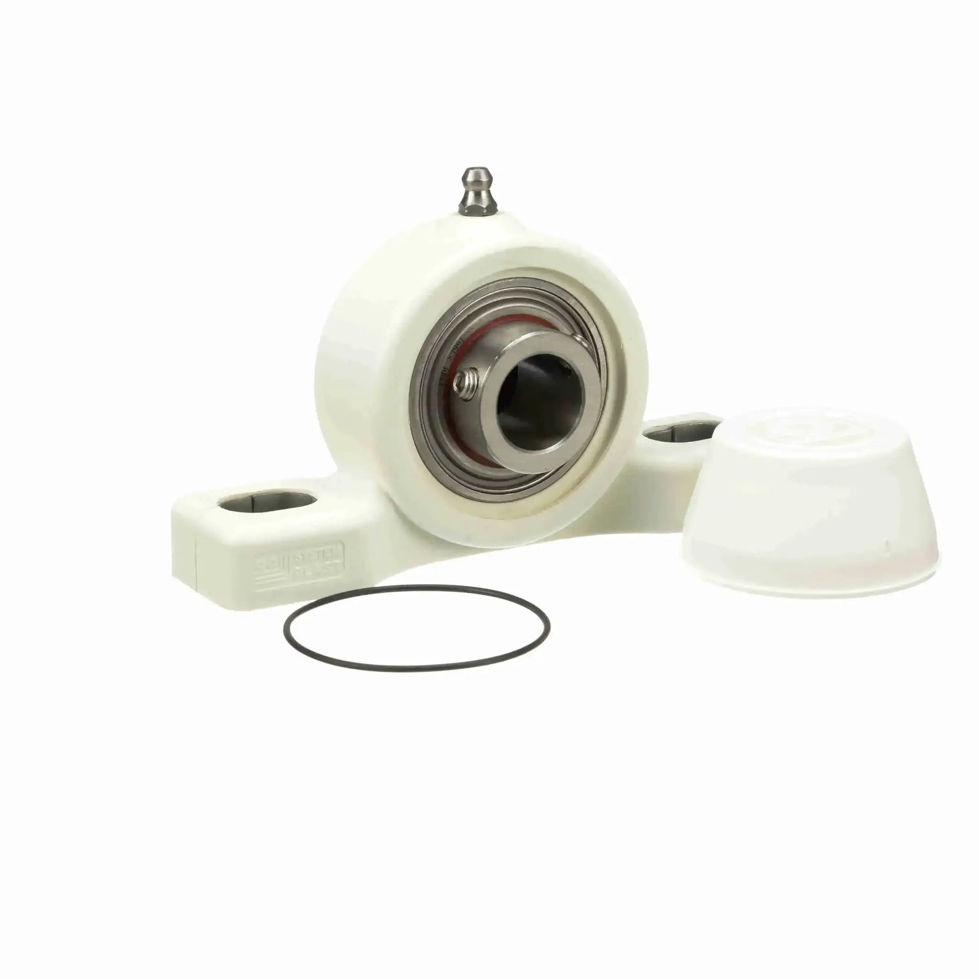 System Plast UCP206-30M-SS-NC-CEC Mounted Nolu-Clean Two Bolt Pillow Block Ball Bearing Stainless Steel front view