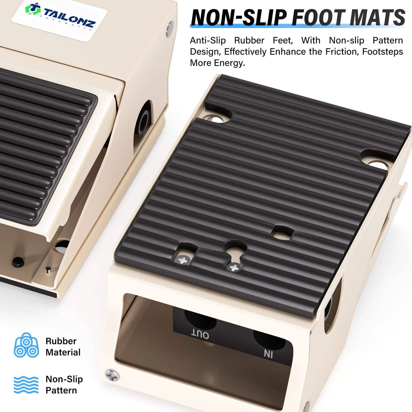 PNEUMATIC 1/4"NPT Pneumatic Foot Pedal Valve Kit 3 Way 2 Position Threaded Rubber Nonslip Pressure Control FV320