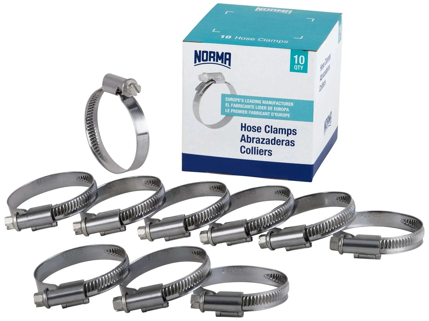 Non-Perforated Worm-Drive Hose Clamps 12 To 20 Mm Range 9 Mm W4 Width Pack Of 10 NORMA TORRO Asymmetrical High-Load Clamp