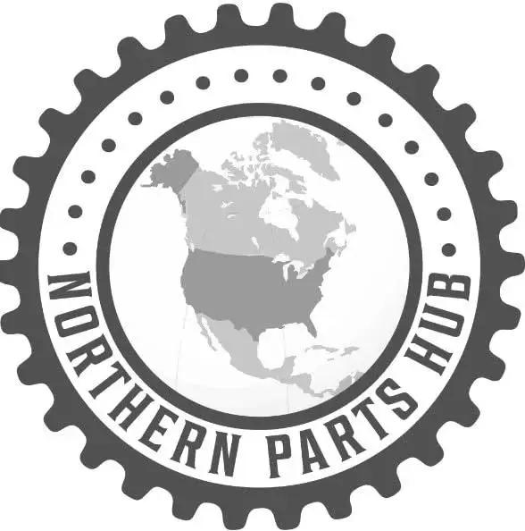 Northern Parts Hub logo featuring a gear and map design in grayscale.