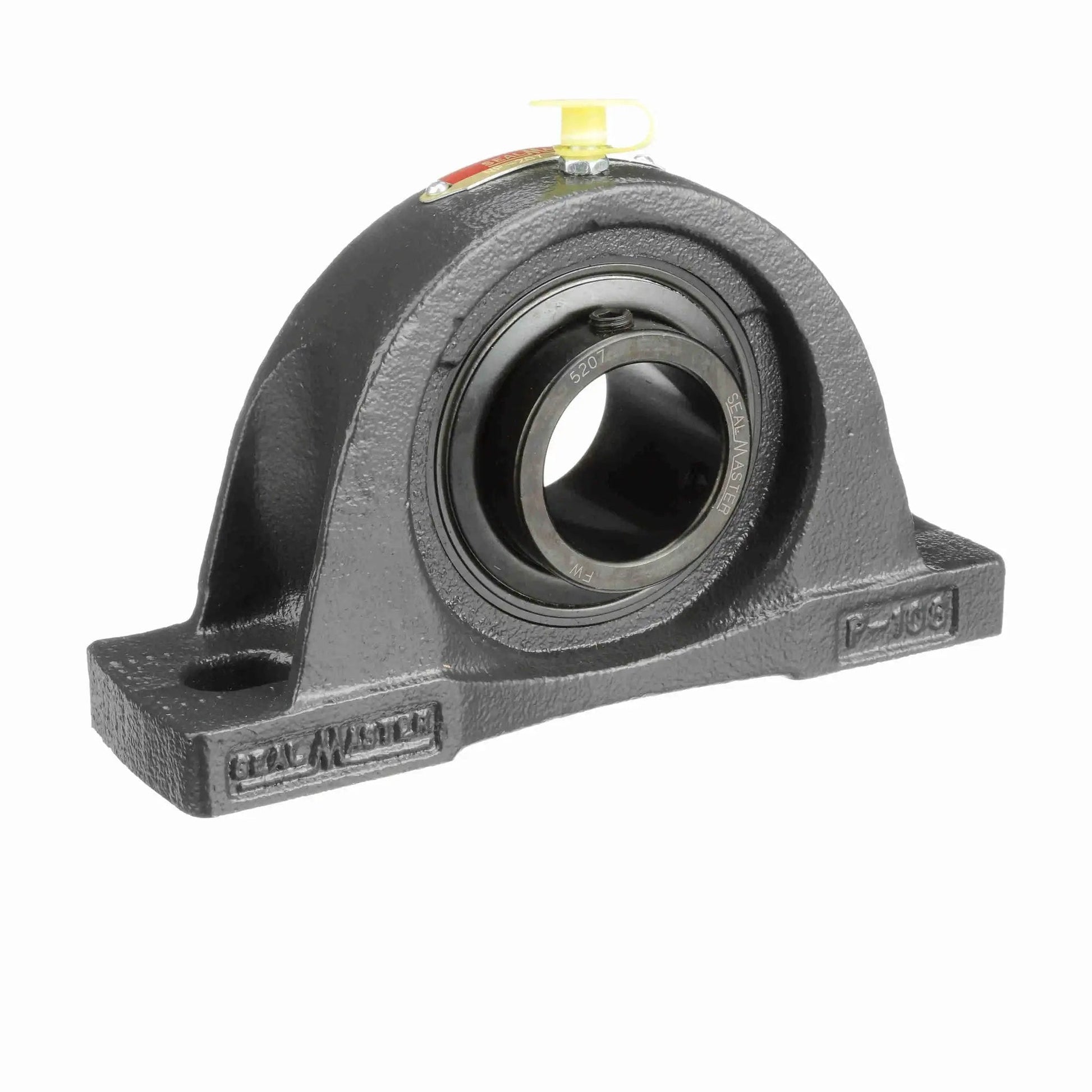 Front view of NP 207 Mounted Cast Iron Two Bolt Pillow Block Bearing Sealmaster Setscrew Lock Durable Ball Bearing Unit