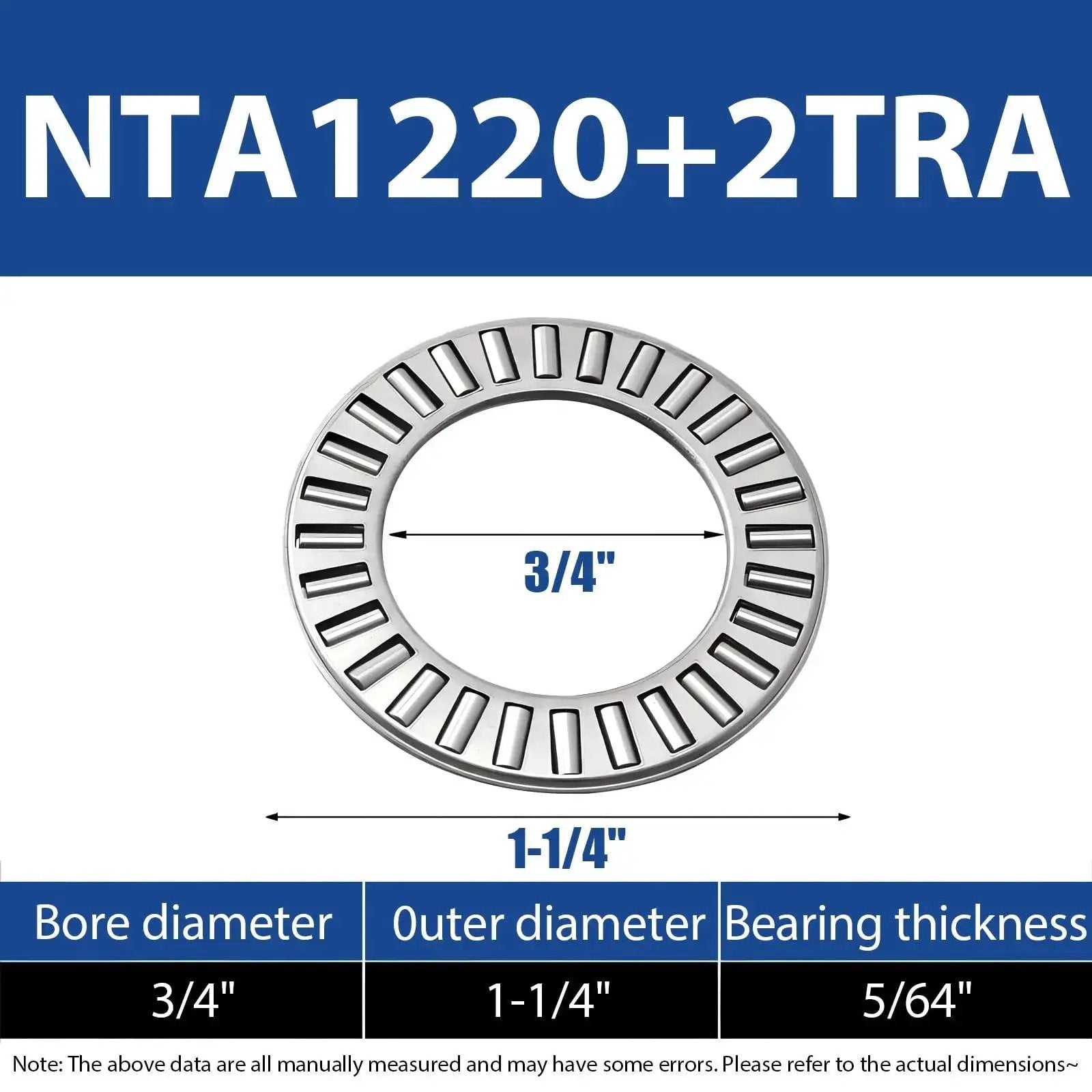 4 Sets Of NTA1220 Plus 2TRA Thrust Needle Roller Bearings With Two Hardened Washers For Automotive Transmissions And Industrial Machinery