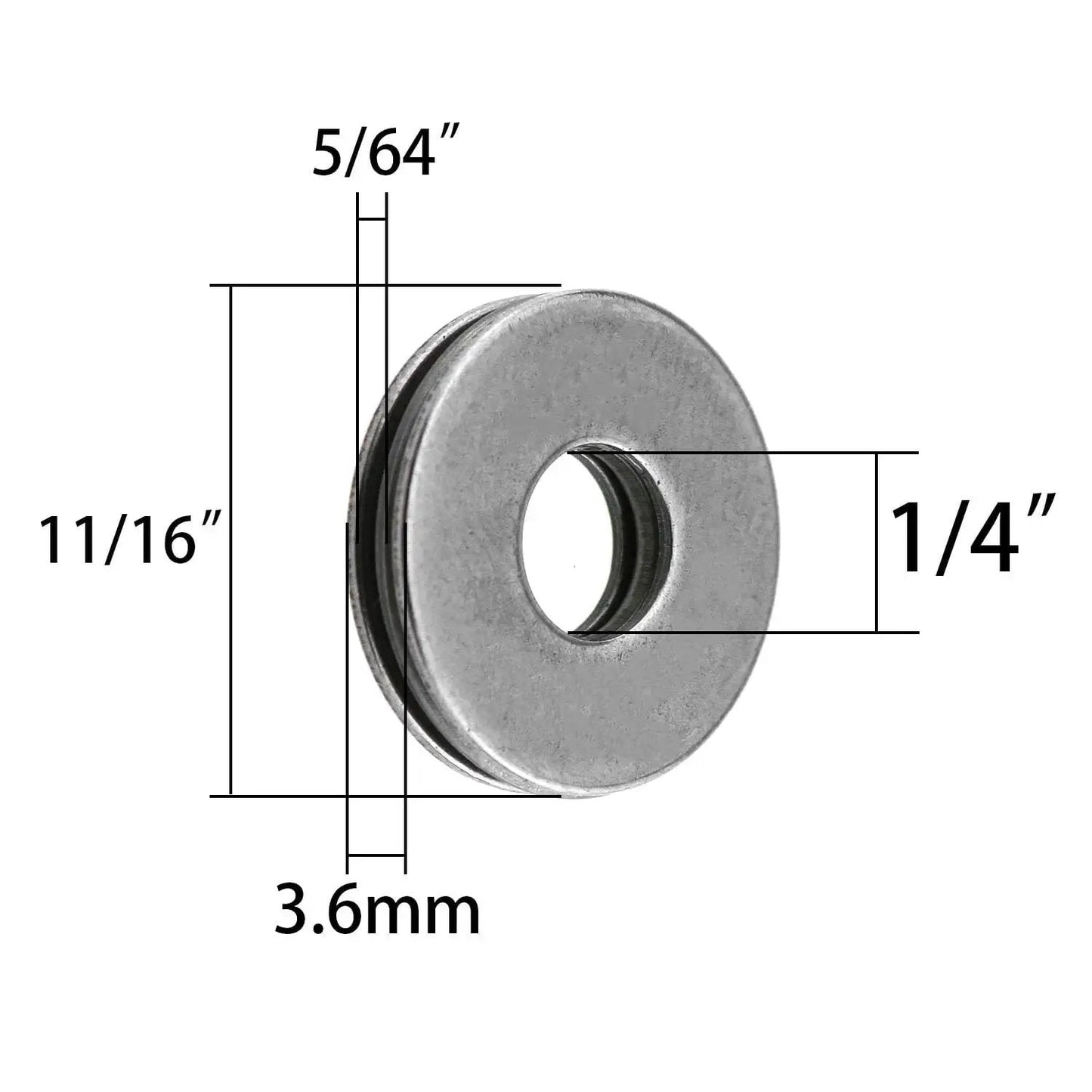 Side view of 2 Sets NTA411 Thrust Needle Roller Bearings With TRA411 Washers One Quarter Inch Bore Eleven Sixteenth Inch Outer Diameter