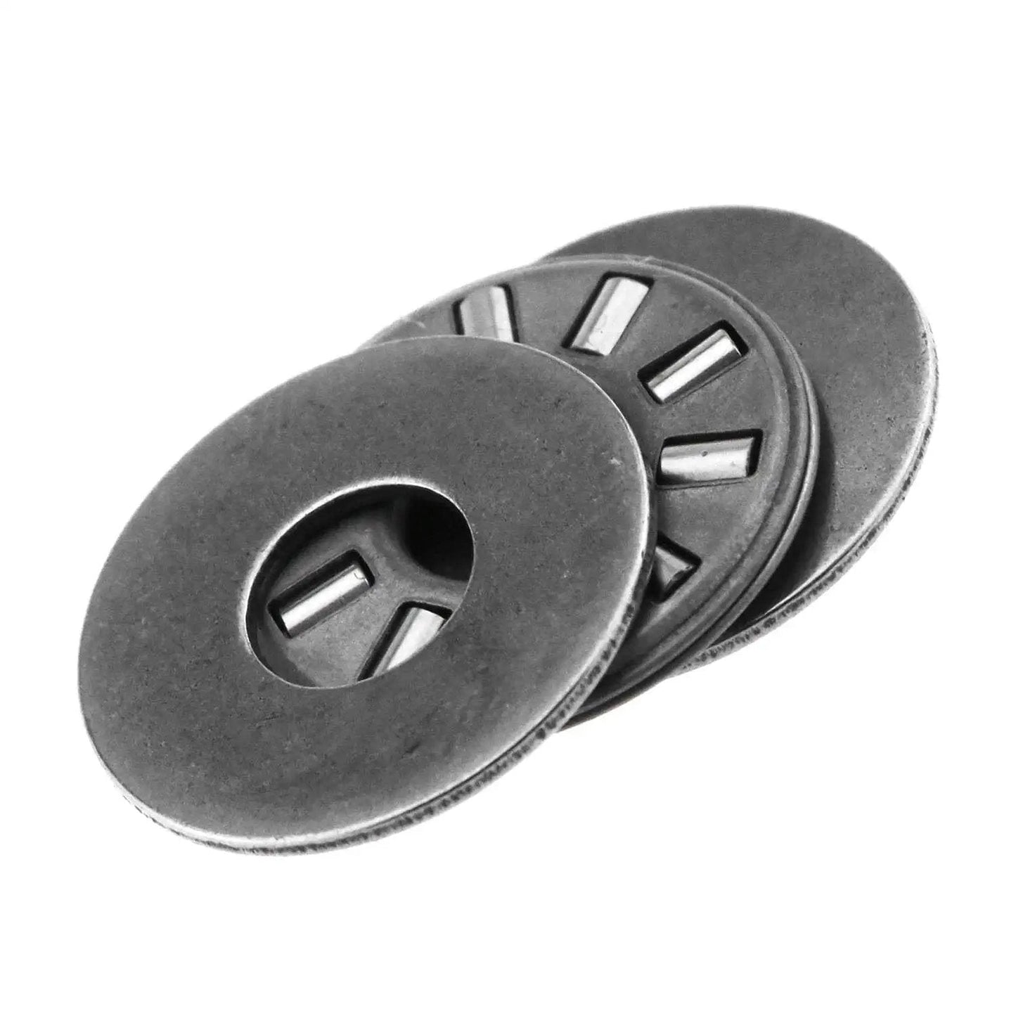 2 Sets NTA411 Thrust Needle Roller Bearings With TRA411 Washers, one quarter inch bore, metal construction, side view