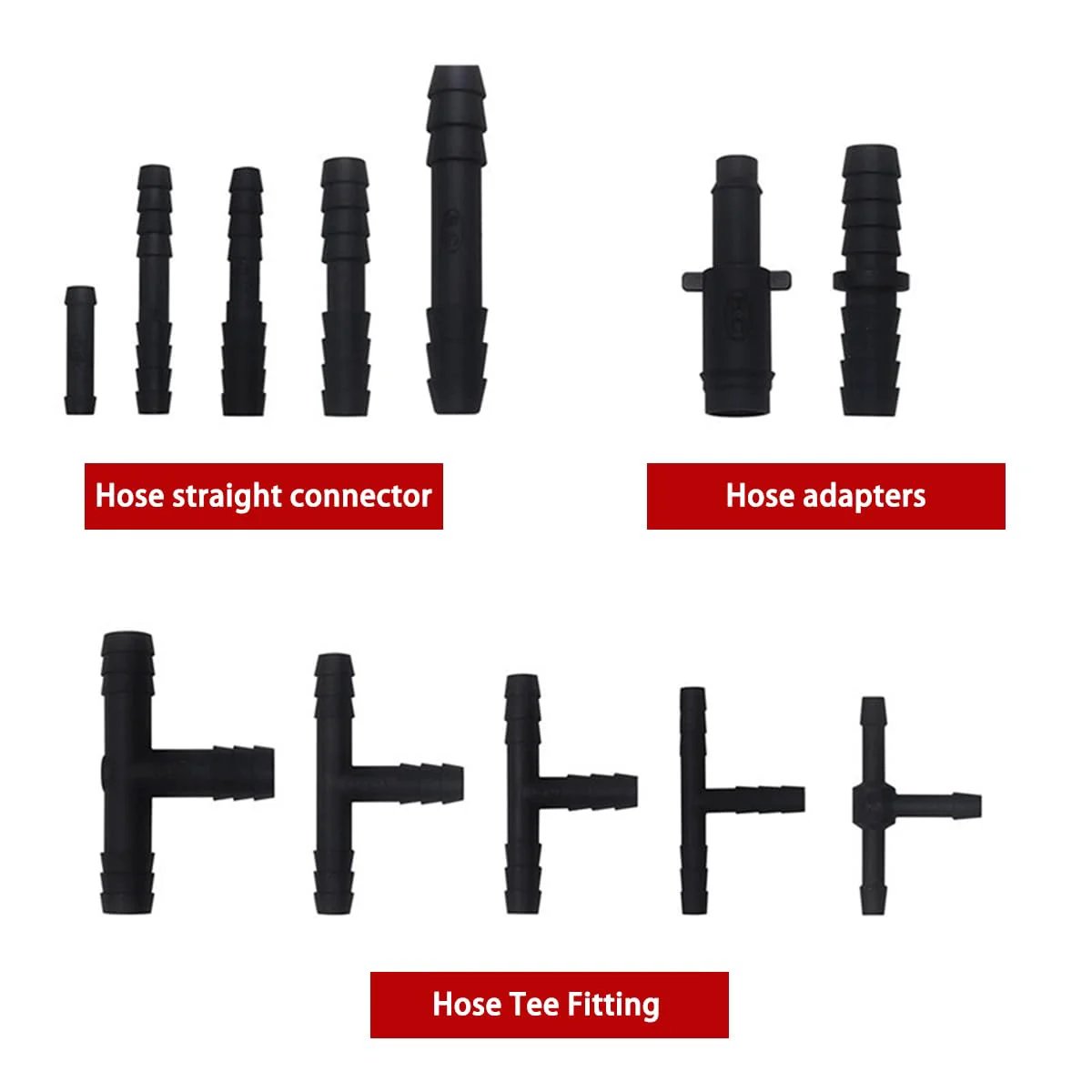 Nylon Barbed Vacuum Connector Kit With 113 Pieces From BELOMI, Universal 12 Size Hose Fittings including straight connectors and tee fittings.