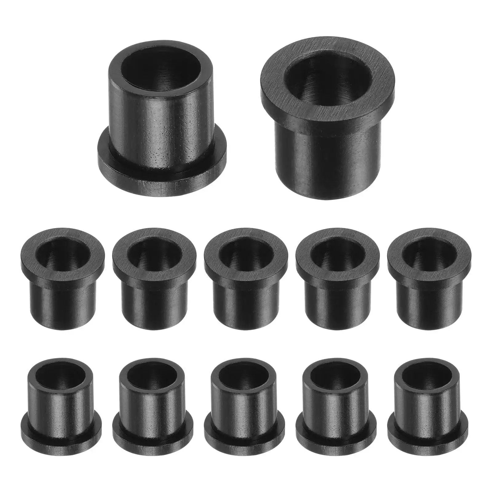 Durable Nylon Flanged Sleeve Bearings Set 12 Pack Self Lubricating Plastic Bushings ID 9.6mm OD 12.7mm Black for machinery use