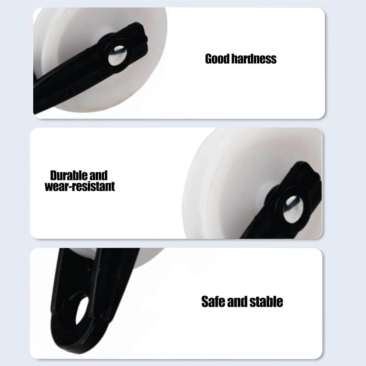 Close-up image of Nylon Clothesline Pulley 2 inch Diameter Nylon Pulley Outdoor Puller Rope Wire Rope Pulley Clothes Line Pulley Kit.