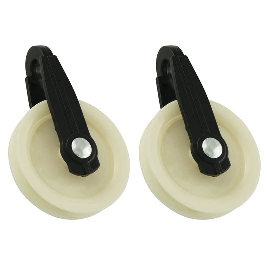 2PCS 2 Inch Nylon Clothesline Pulley, Outdoor Puller Rope Wire Rope Pulley, front view of nylon pulleys for outdoor use