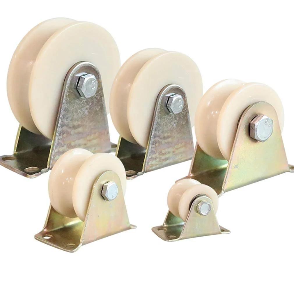Pulley, Pulley Wheel, Directional Sheave, Track Wheel for Round Tube, Double Bearing for Industrial Machines, set of nylon wheels
