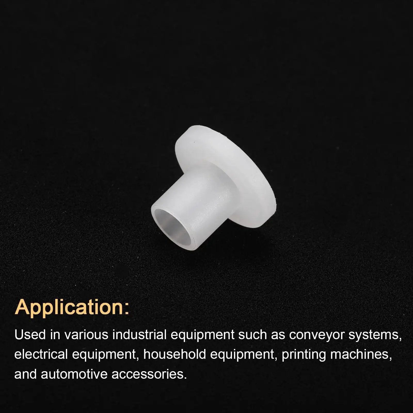 Flanged Sleeve Bearings Nylon Bushings With Flange 4mm Bore 5mm Outer Diameter 7mm Length Flange Diameter 10mm on black background