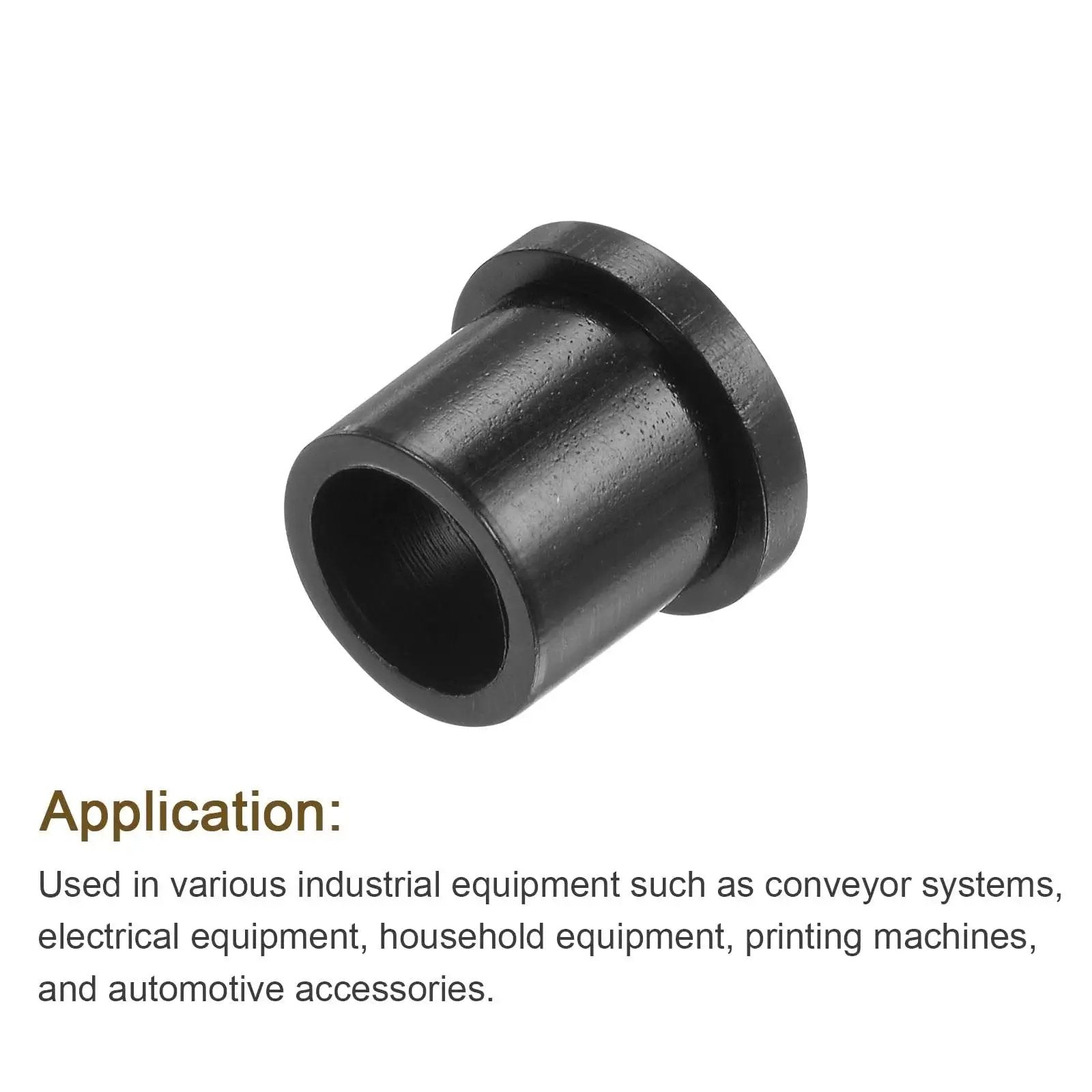 Durable Nylon Flanged Sleeve Bearings Set, self-lubricating plastic bushing, black, for machinery and DIY projects