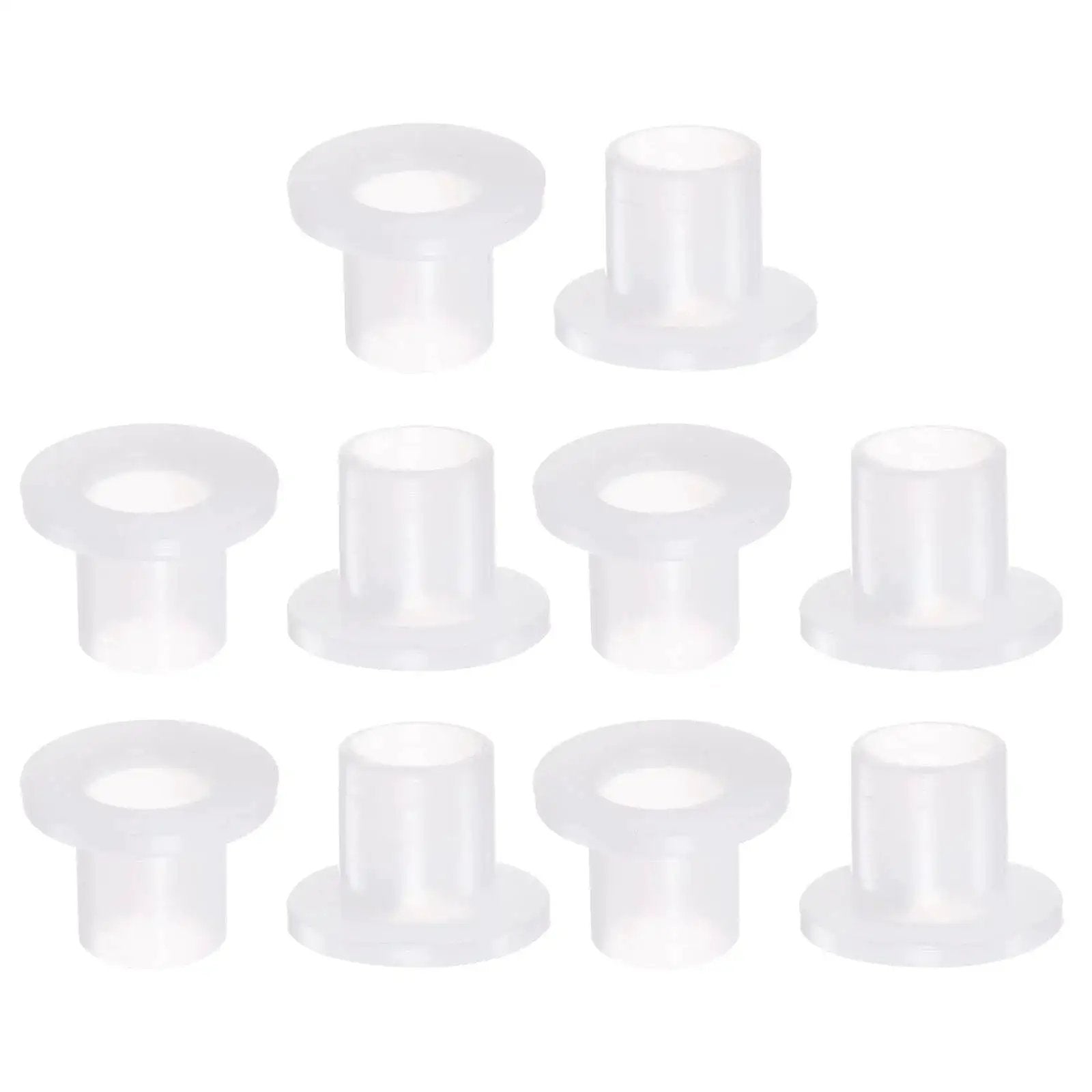 Pack of 10 Flanged Sleeve Bearings 10mm Bore Nylon Bushings for Shaft 12mm Outside Diameter 14mm Length, shown on white background.
