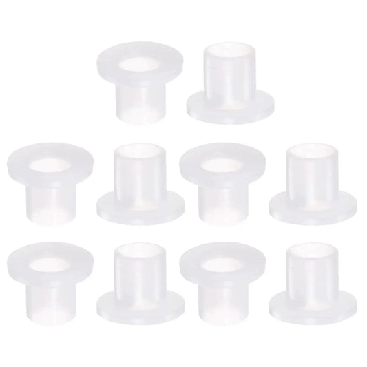 Pack of 10 Flanged Sleeve Bearings 10mm Bore Nylon Bushings for Shaft 12mm Outside Diameter 14mm Length, shown on white background.