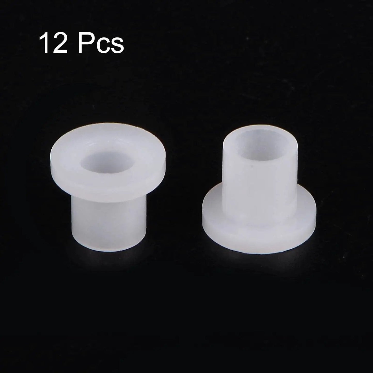 Flanged Nylon Sleeve Bearings 5mm Bore 6.6mm OD 8.1mm Length White Self Lubricating Bushings Pack of 12 shown front and side view