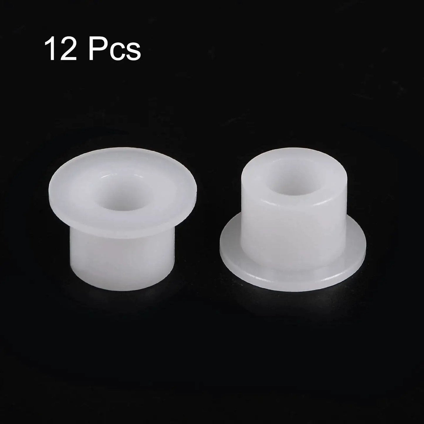 12 Pack Nylon Flanged Sleeve Bearings 6.1mm Bore By 9.9mm OD By 8.3mm Length White Self-Lubricating Bushings