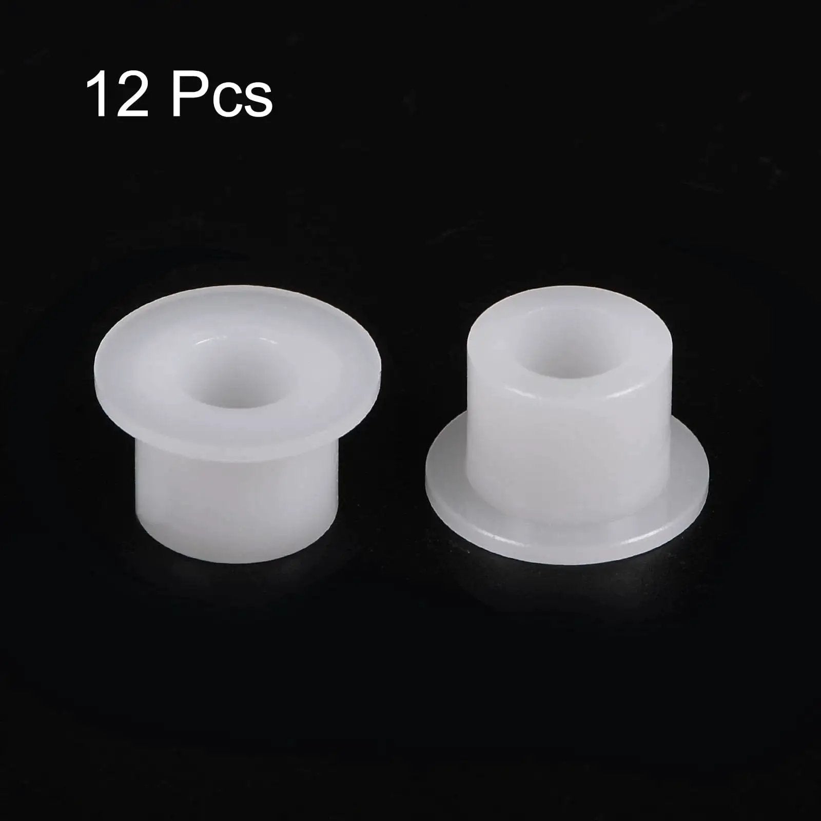 12 Pack Nylon Flanged Sleeve Bearings 6.1mm Bore By 9.9mm OD By 8.3mm Length White Self-Lubricating Bushings
