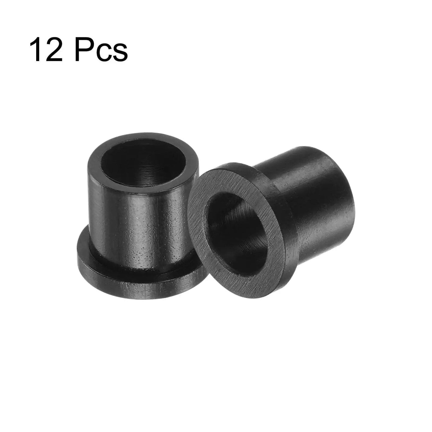 Durable Nylon Flanged Sleeve Bearings Set 12 Pack Self Lubricating Plastic Bushings ID 9.6mm OD 12.7mm Black