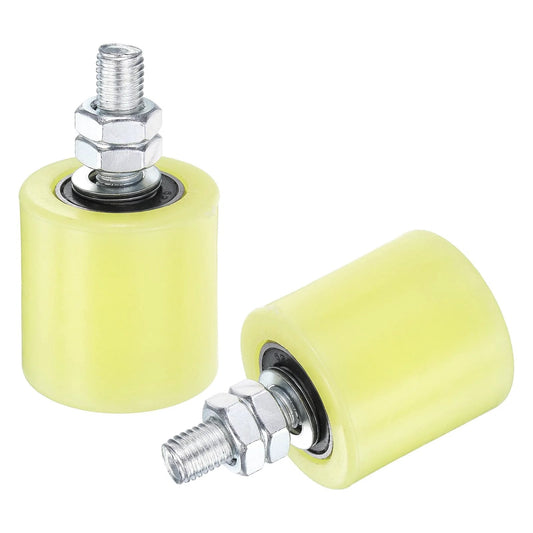 2 Pack Slide Gate Guide Roller Set With 2 Inch Nylon Rollers Gate Support Assembly Featuring Sealed Ball Bearing Universal Rolling Gate Guider For Sliding Doors Durable Yellow Plastic Wheels For Smooth Quiet Operation And Long Lasting Performance
