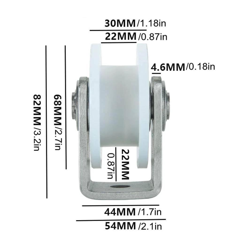 Pulley,Pulley Wheel, 2 Caster Wheel with Groove,201 Stainless Steel Bearing front view with dimensions