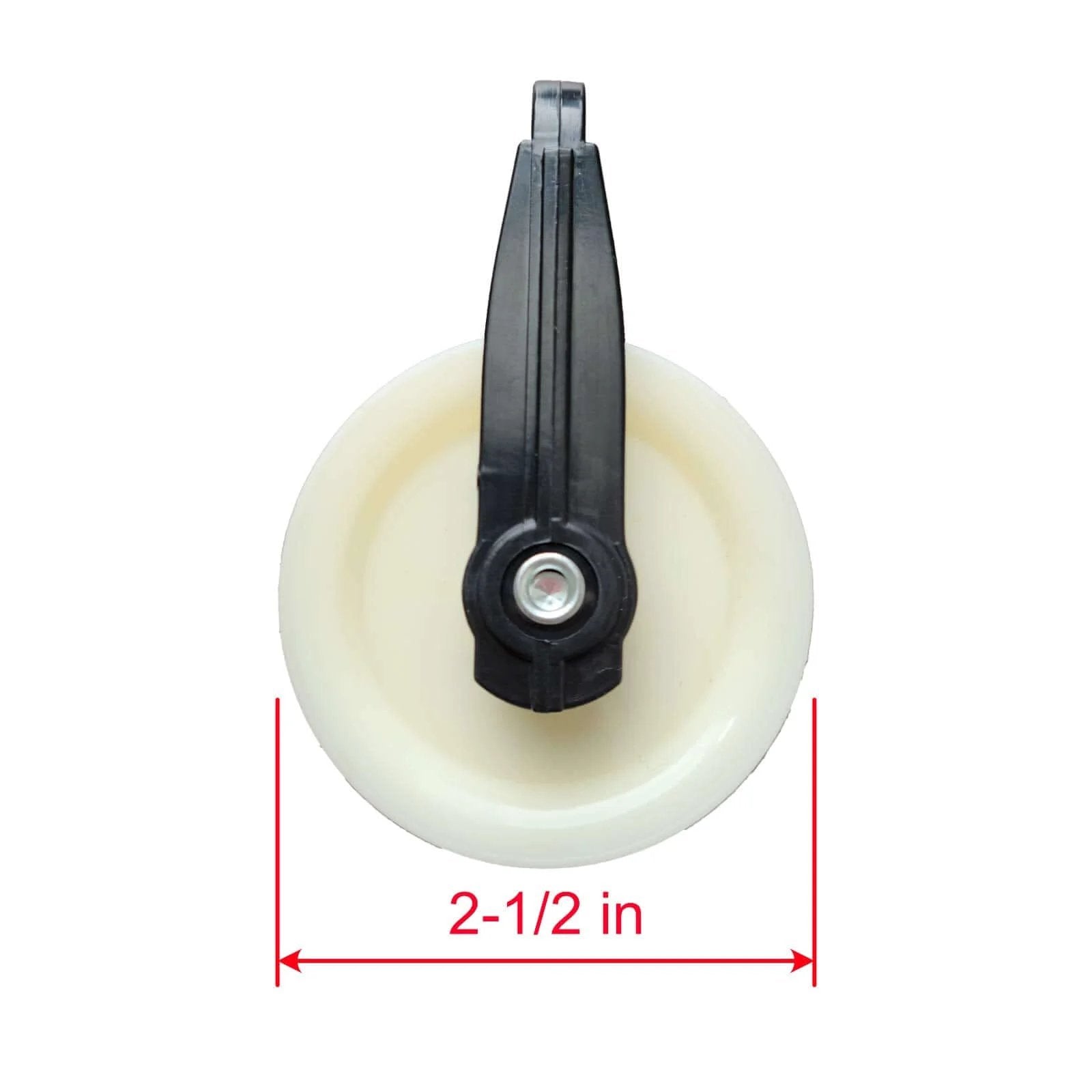 2-1/2-Inch Diameter Nylon Pulley - Durable, Smooth Outdoor Clothesline Pulley for 1/4-Inch Rope, 4 Pack, front view with measurement
