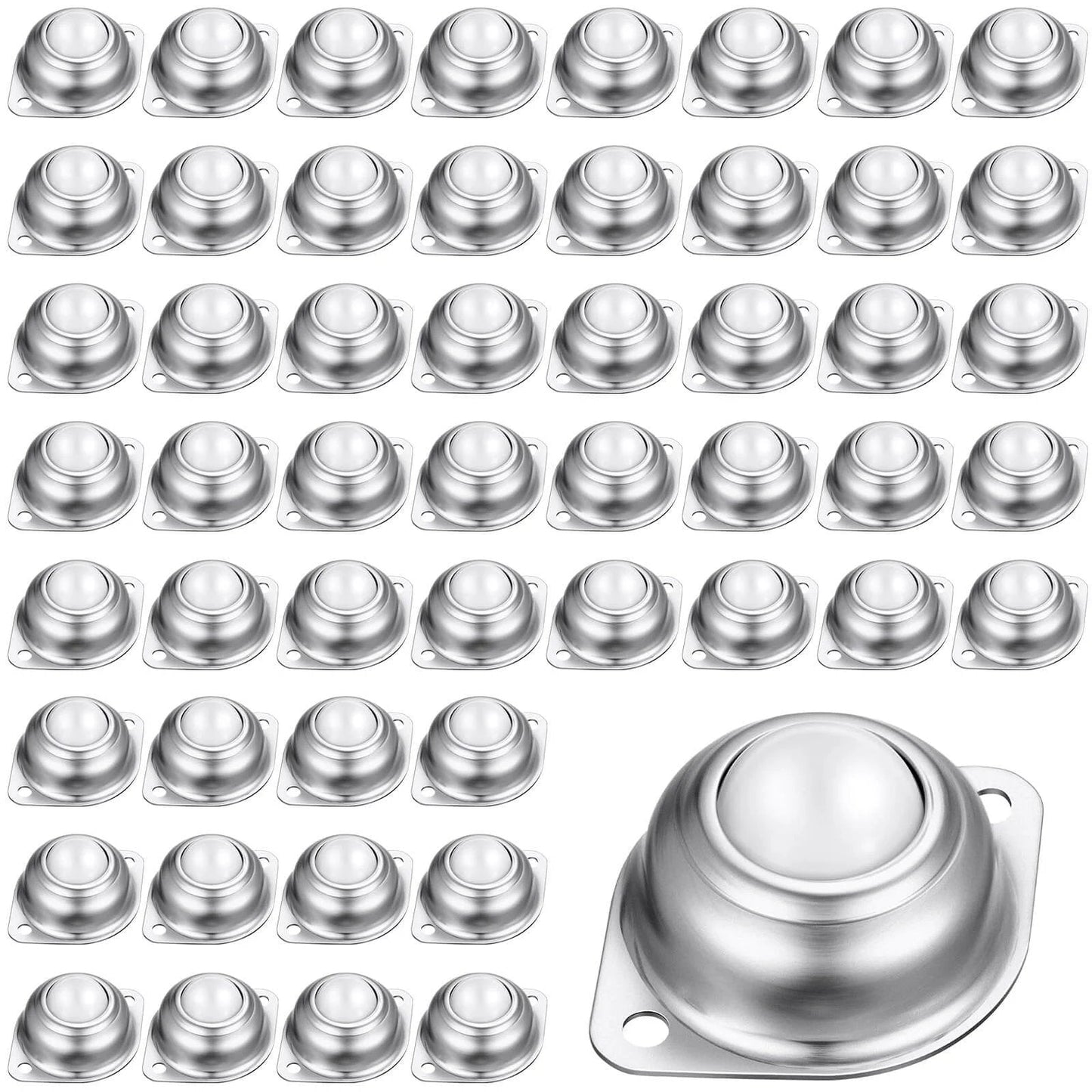 60 Pcs 1 Inch Nylon Roller Ball Transfer Bearings with Stainless Steel Housing for Conveyor Systems Furniture Casters Transmission Tables 360 Degree Rotation 400 lb Load
