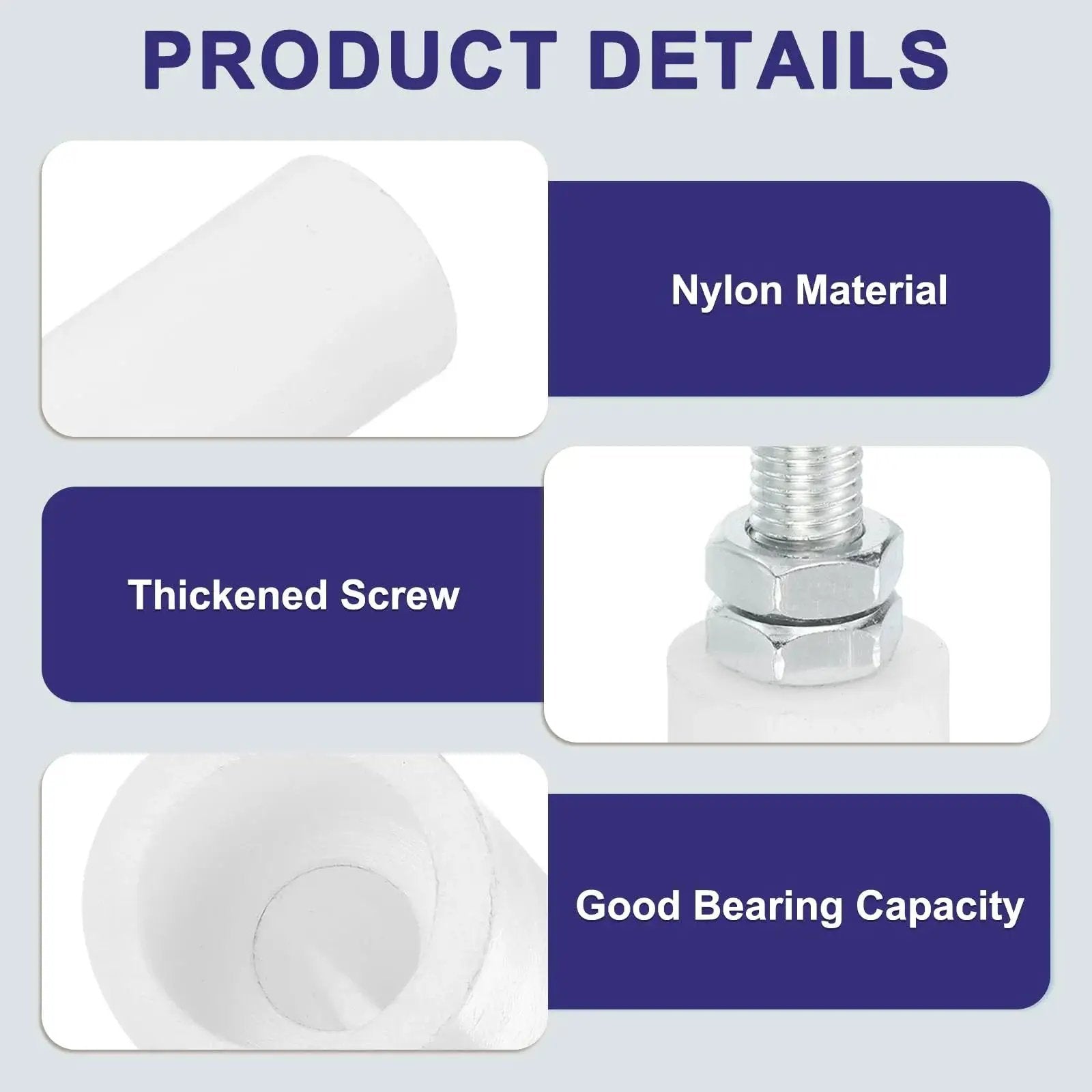 Close-up of 2 Pack Slide Gate Guide Rollers With Nylon Wheels 42 X 44 Mm showing nylon material and thickened screw.
