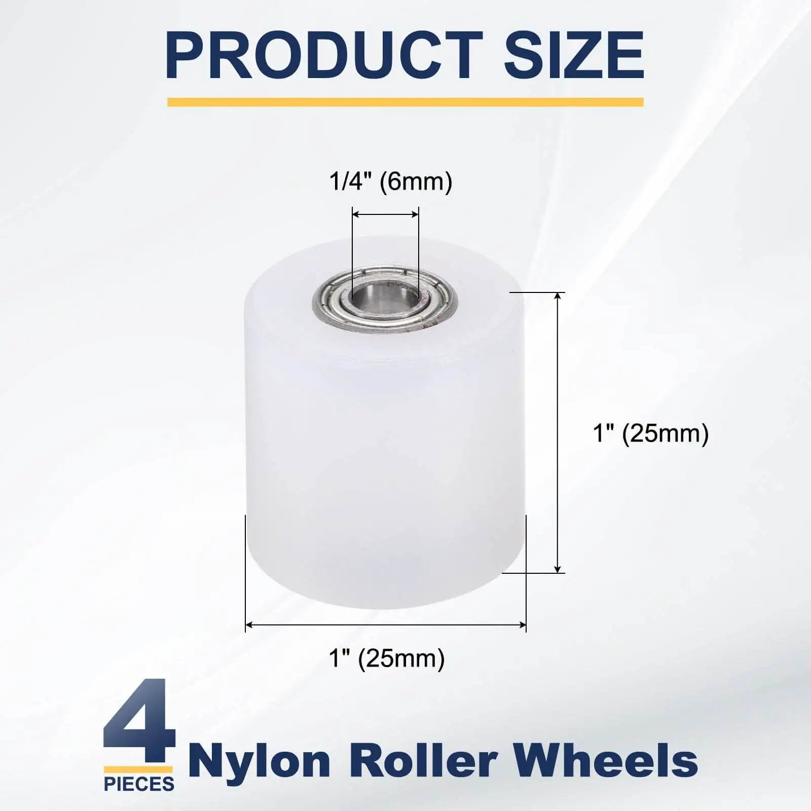 Nylon Roller Wheel Set With 686Z Bearings One Quarter Inch Bore One Inch Outer Diameter One Inch Length Four Pieces CNC Guiding