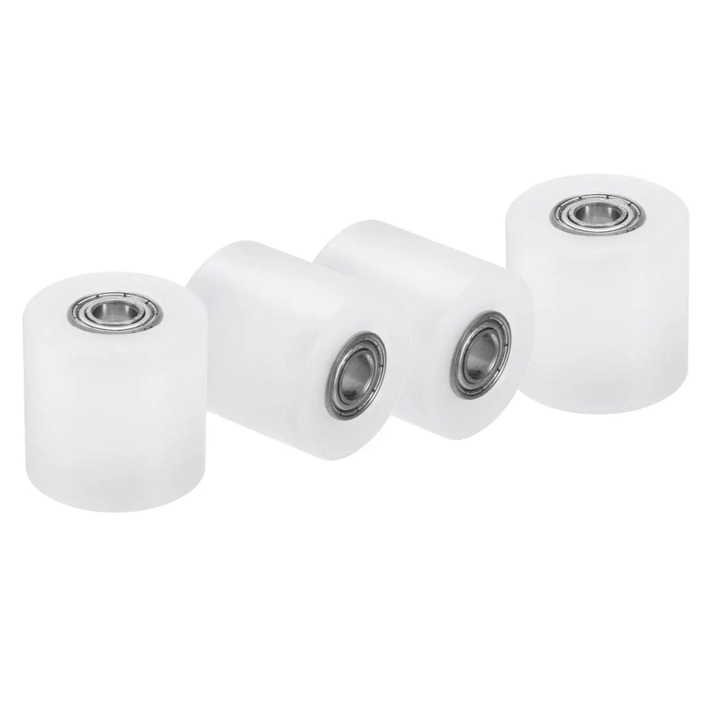 Nylon Roller Wheel Set With 686Z Bearings One Quarter Inch Bore One Inch Outer Diameter One Inch Length Four Pieces CNC Guiding Wheel Flat Belt Idler Pulley White For Conveyor And 3D Printer Projects