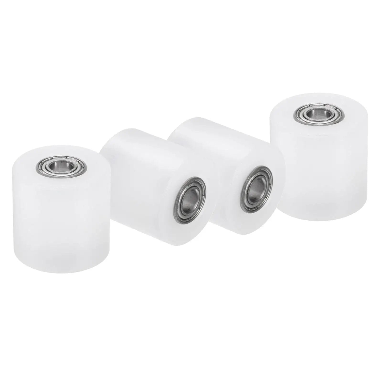 Nylon Roller Wheel Set With 686Z Bearings One Quarter Inch Bore One Inch Outer Diameter One Inch Length Four Pieces CNC Guiding Wheel Flat Belt Idler Pulley White For Conveyor And 3D Printer Projects