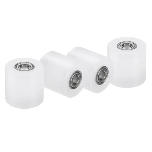 Nylon Roller Wheel Set With 686Z Bearings One Quarter Inch Bore One Inch Outer Diameter One Inch Length Four Pieces CNC Guiding Wheel Flat Belt Idler Pulley White For Conveyor And 3D Printer Projects