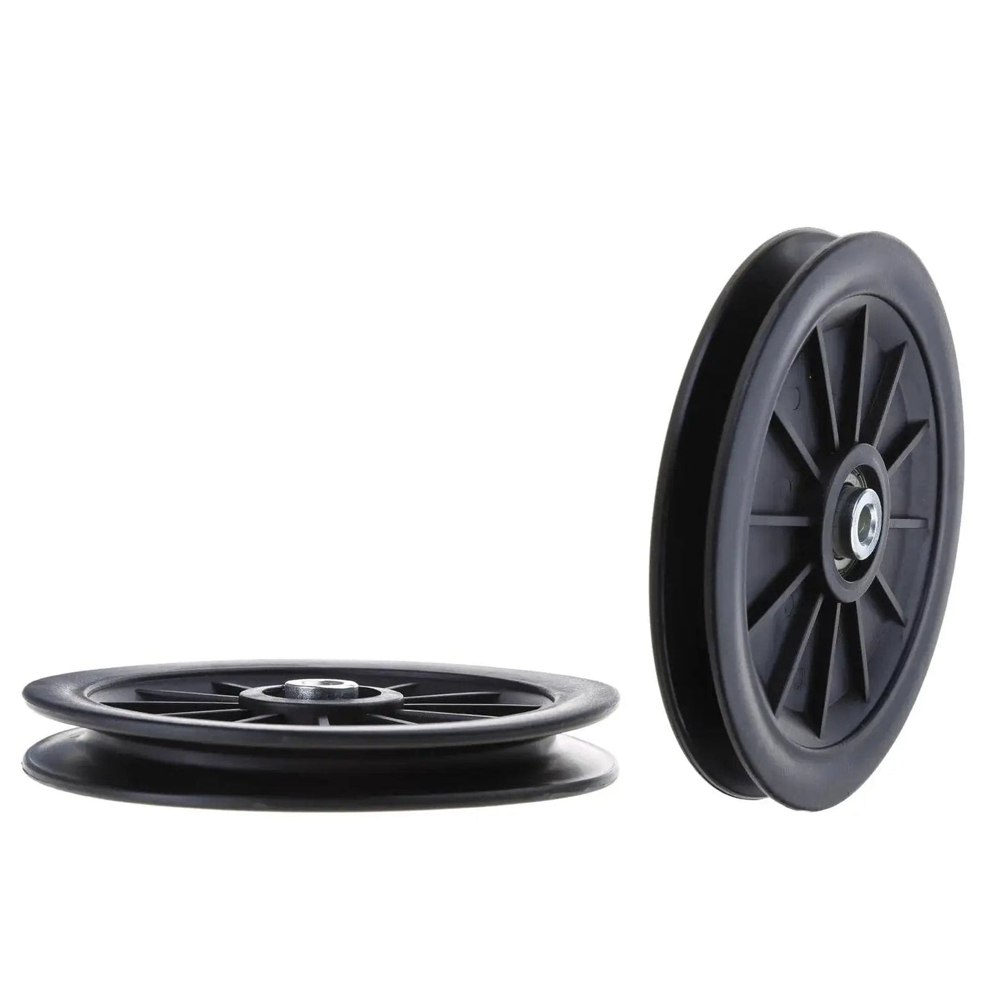Nylon Round Rope Pulley For Fitness Equipment And Cable Machines Replacement Roller Low Friction Waterproof PA Pulley in black.