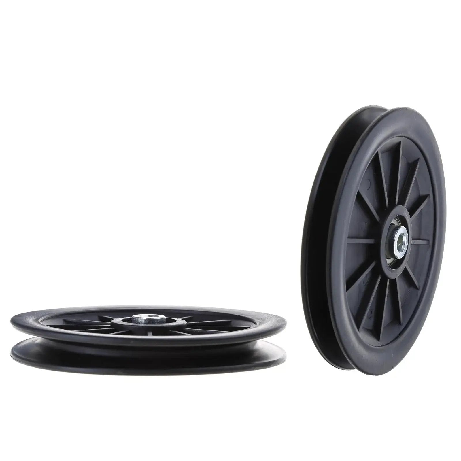 Nylon Round Rope Pulley For Fitness Equipment And Cable Machines Replacement Roller Low Friction Waterproof PA Pulley in black.