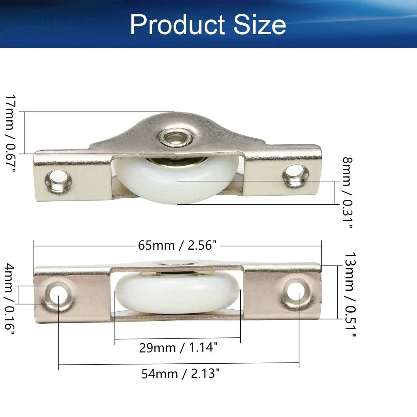 5 Pieces Screen Door Rollers With 29mm Wheel Diameter Nylon Pulley And Stainless Steel Shell With Durable Electroplating Finish