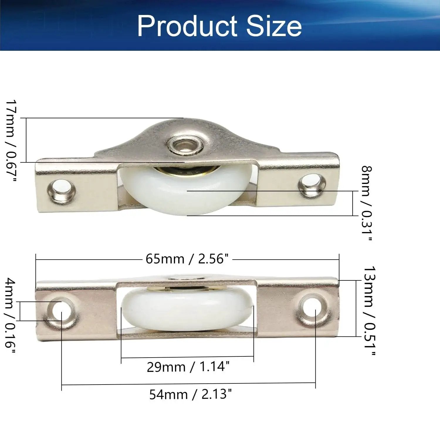 5 Pieces Screen Door Rollers With 29mm Wheel Diameter Nylon Pulley And Stainless Steel Shell With Durable Electroplating Finish