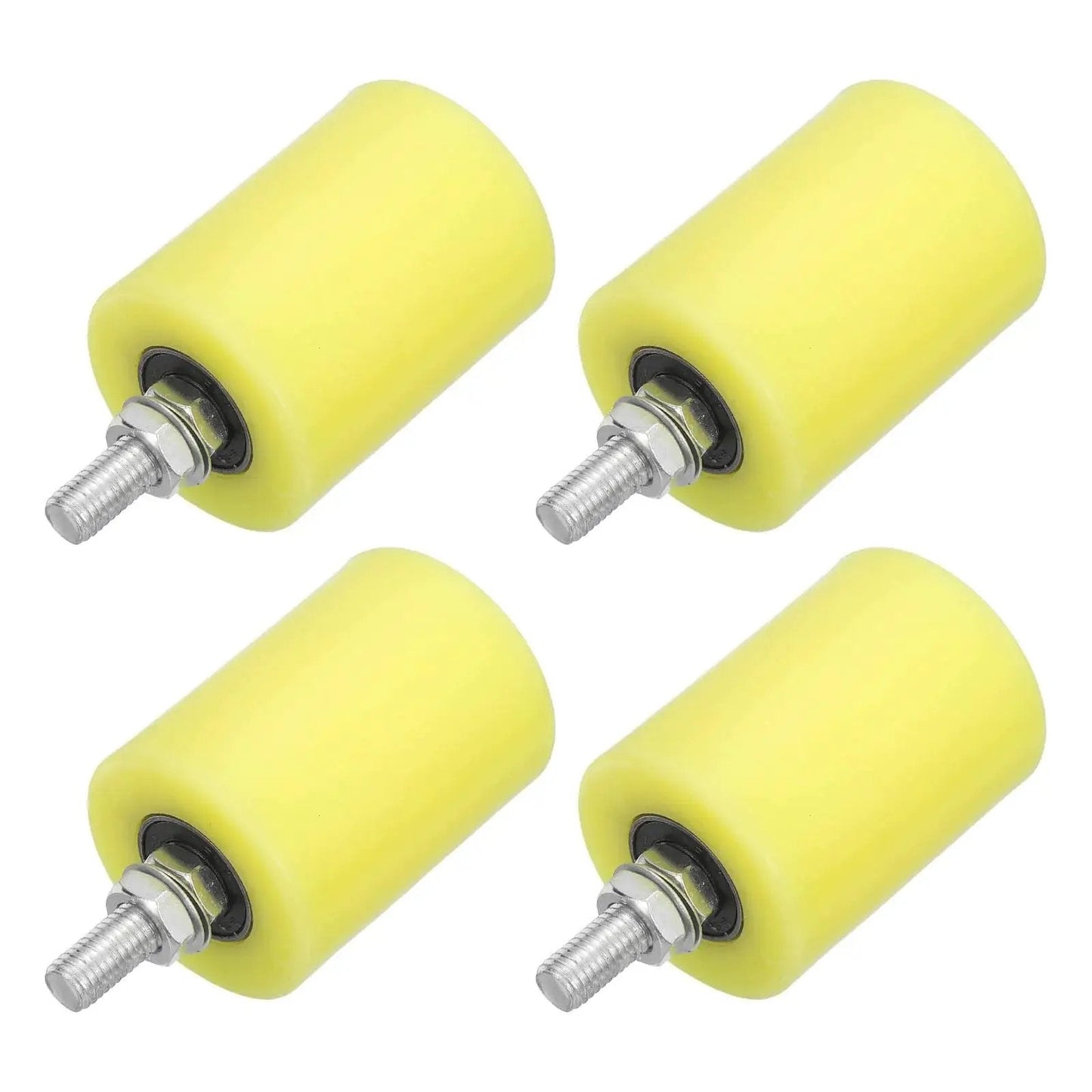 4Pcs Slide Gate Guide Rollers Set With 60x80 Mm Nylon Wheels, 12 Mm Thread, 4.53 In Total Height, Beige Finish