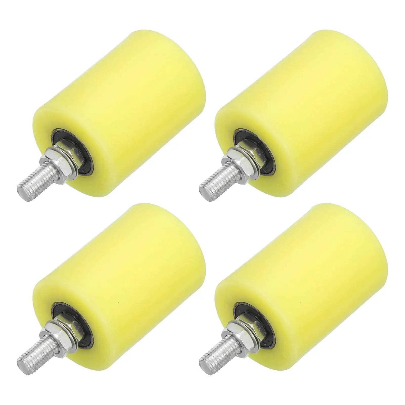 4Pcs Slide Gate Guide Rollers Set With 60x80 Mm Nylon Wheels, 12 Mm Thread, 4.53 In Total Height, Beige Finish