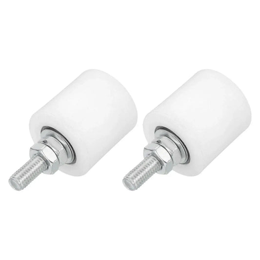 2 Pack Slide Gate Guide Rollers With Nylon Wheels 42 X 44 Mm 1.65 X 1.73 Inch 75 Mm Height 10 Mm Thread Universal Door Pulley System For Sliding Gates And Electric Doors White Includes 2 Pieces
