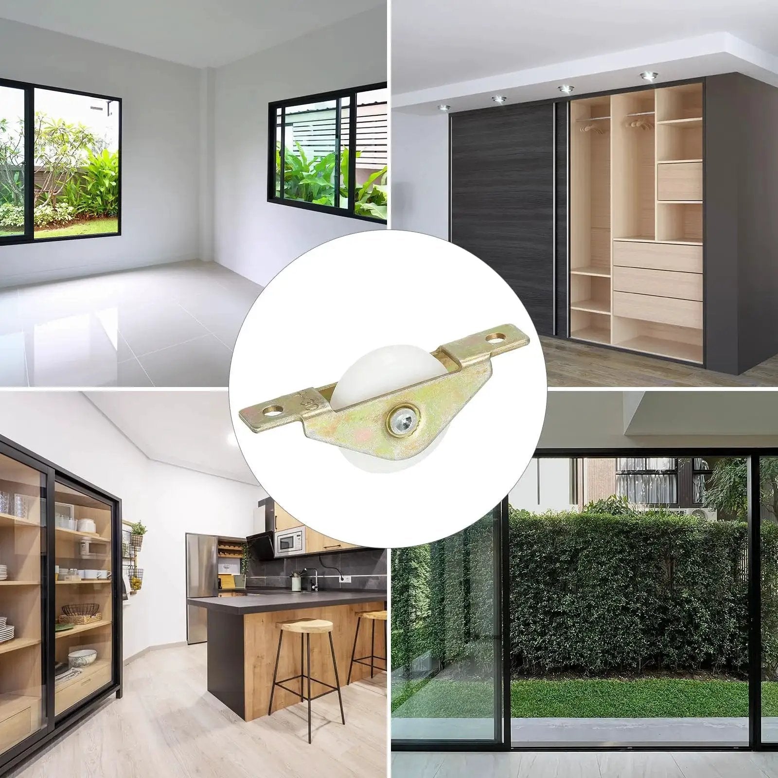 30mm Nylon Sliding Door Pulley Wheel Set 4 Pcs Furniture Roller with 5mm Hole Spacing for Screen Doors Wardrobe Cupboard Closet