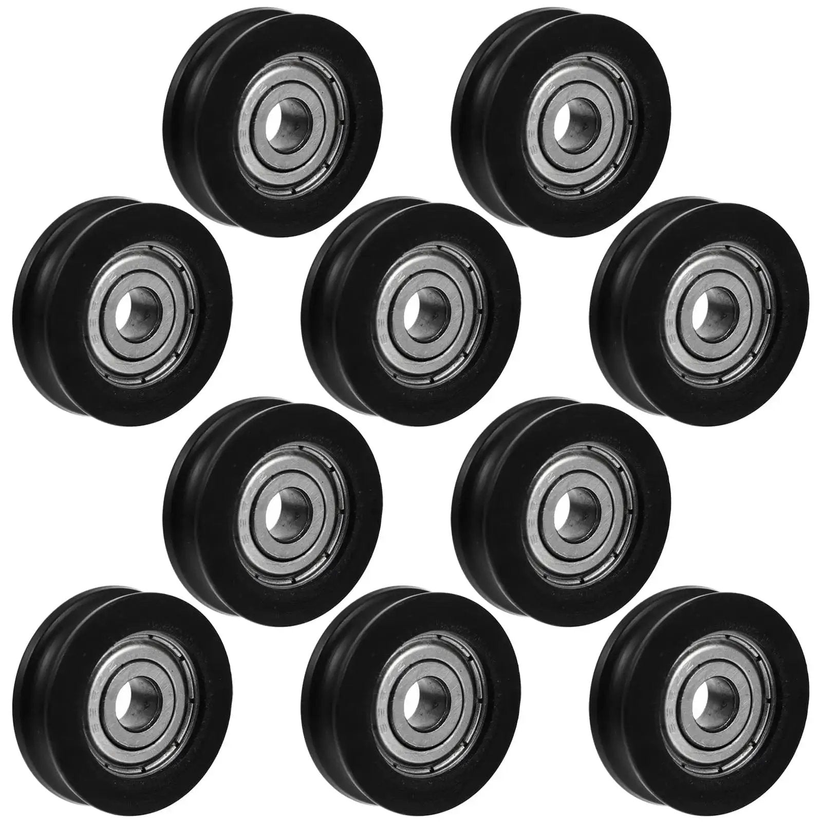 Nylon U Groove Sliding Door Pulley Wheel 1.18 Inch Low Noise Barn Door Rollers in black reinforced nylon, set of ten.