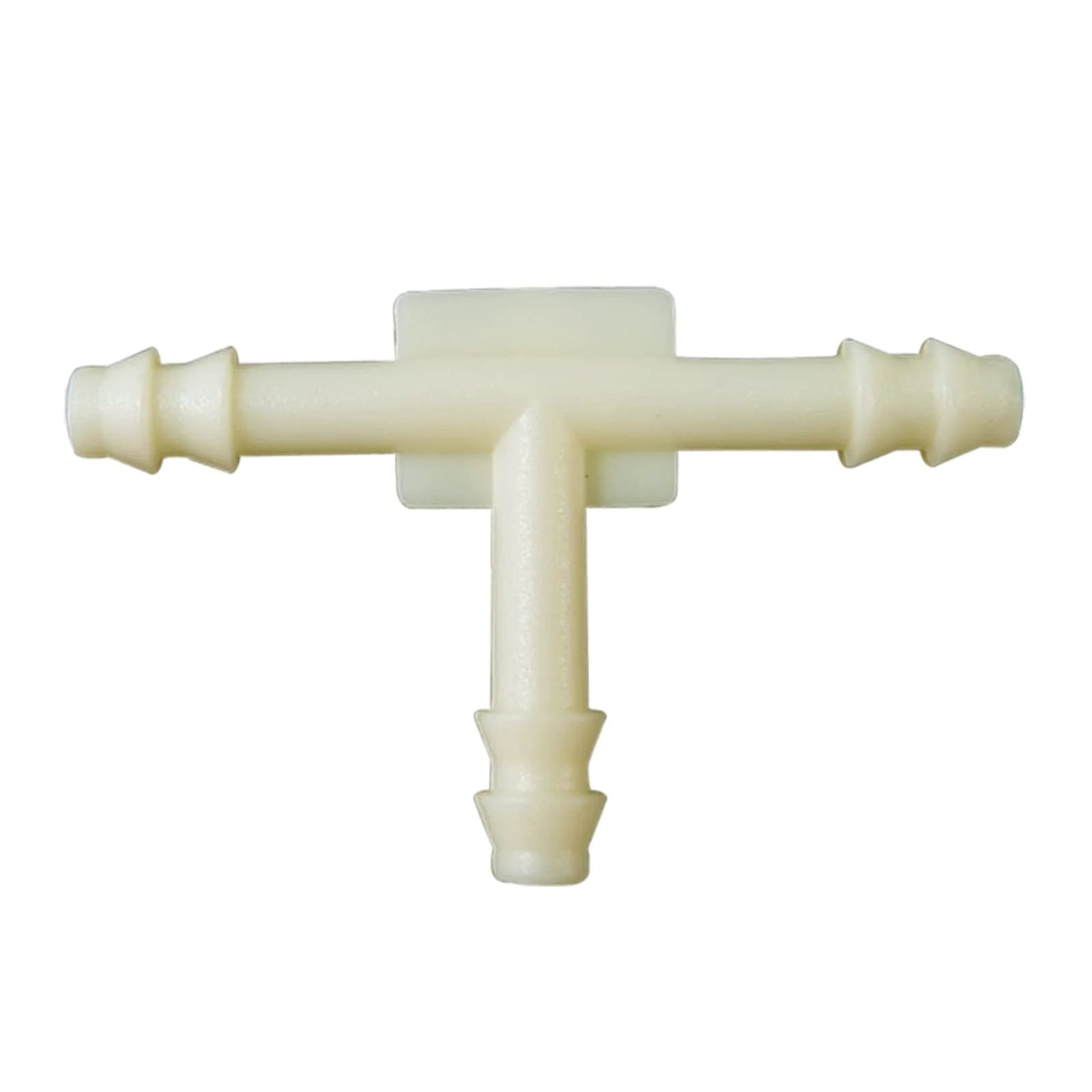 Close-up of a nylon 4-way tee connector from the Assorted Vacuum Line Hose Connectors Kit For GM AMC Ford Chrysler.