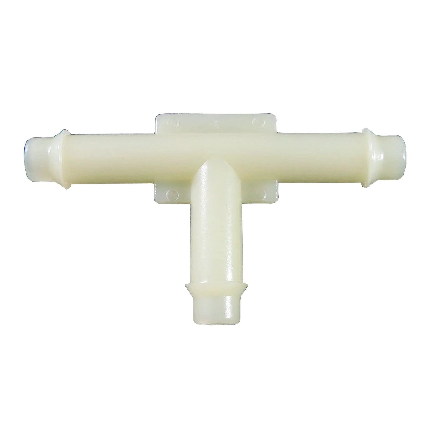 Close-up of a 4-way nylon tee connector from the Assorted Vacuum Line Hose Connectors Kit For GM AMC Ford Chrysler.