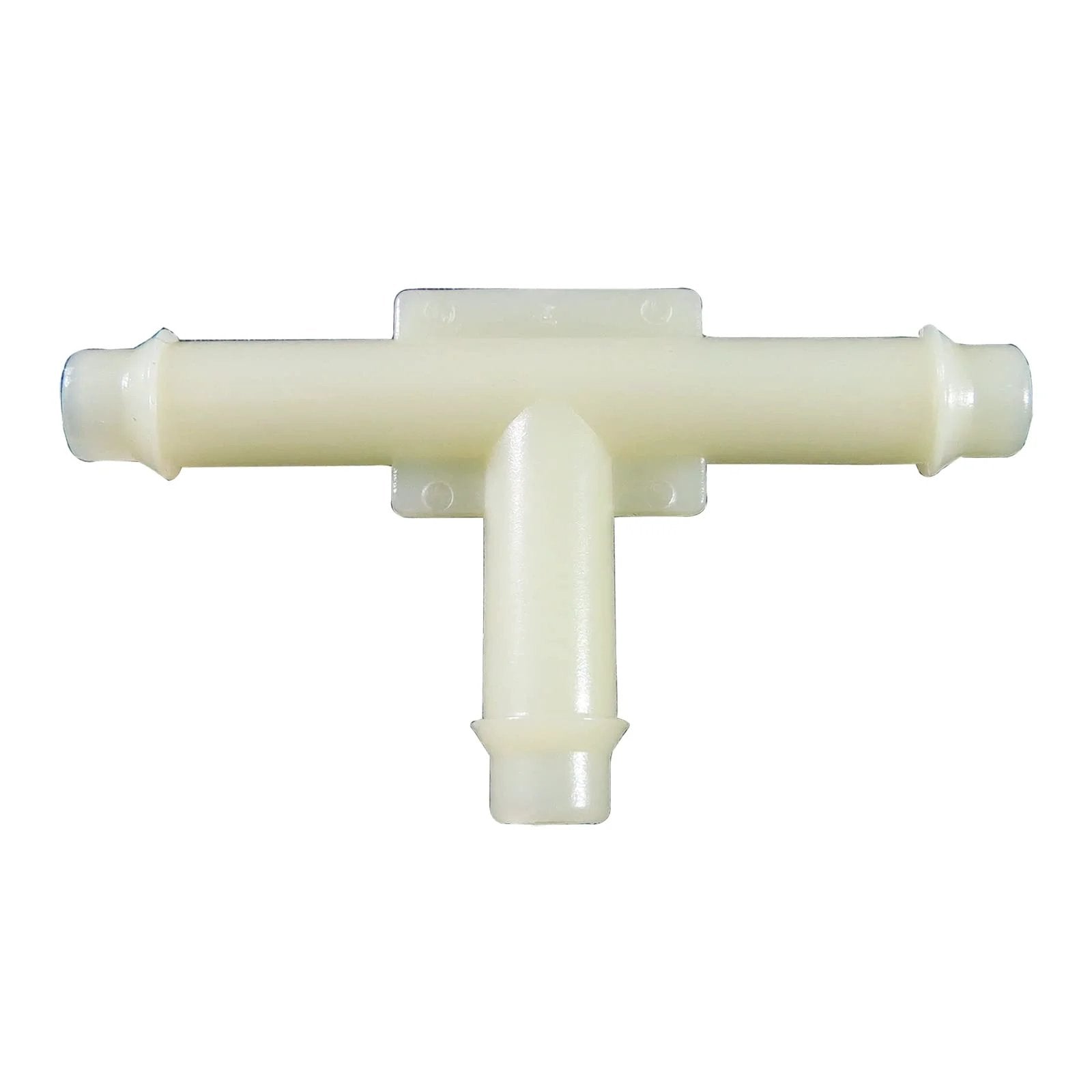 Close-up of a 4-way nylon tee connector from the Assorted Vacuum Line Hose Connectors Kit For GM AMC Ford Chrysler.