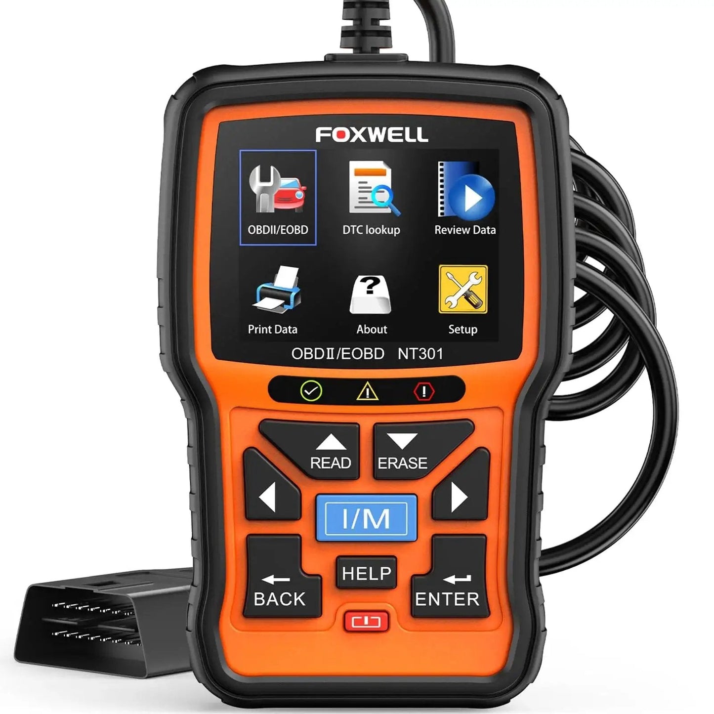 OBD2 Scanner With Live Data And Diagnostics For Check Engine Light DTC Retrieval Readiness Status MIL Reset Vehicle VIN Readout And Monitors For Professional Mechanics And Auto Technicians in orange, front view
