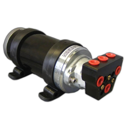 Octopus OCTAF202417141 Reversing Piston Pump for 10 - 31 ci Cylinder Autopilot, showing inline shut-off valves and compact design.