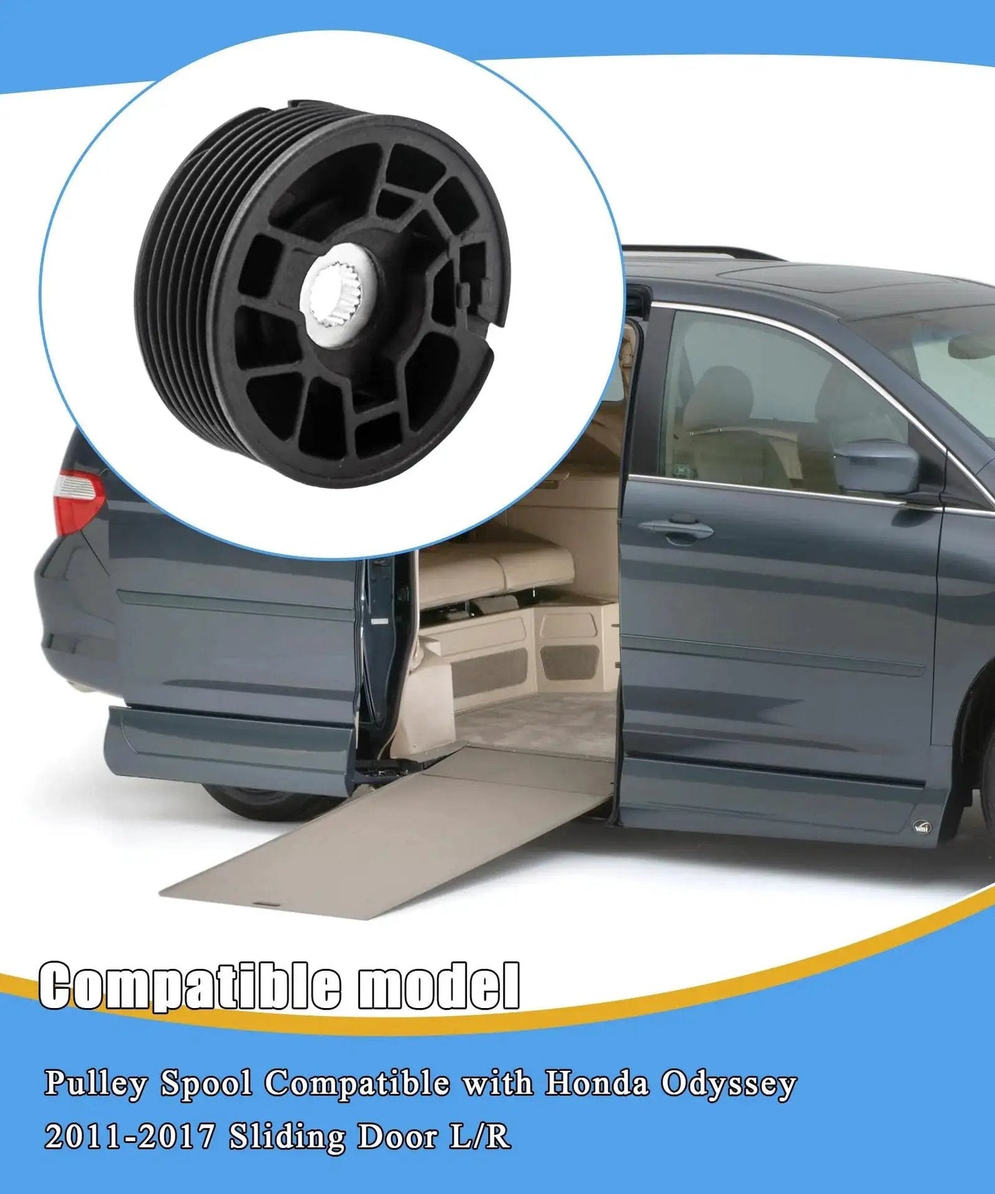 Sliding Door Cable Pulley Spool For Odyssey 2011 2017 Left Or Right Side Replacement Part with vehicle image
